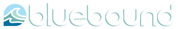 bluebound white text logo